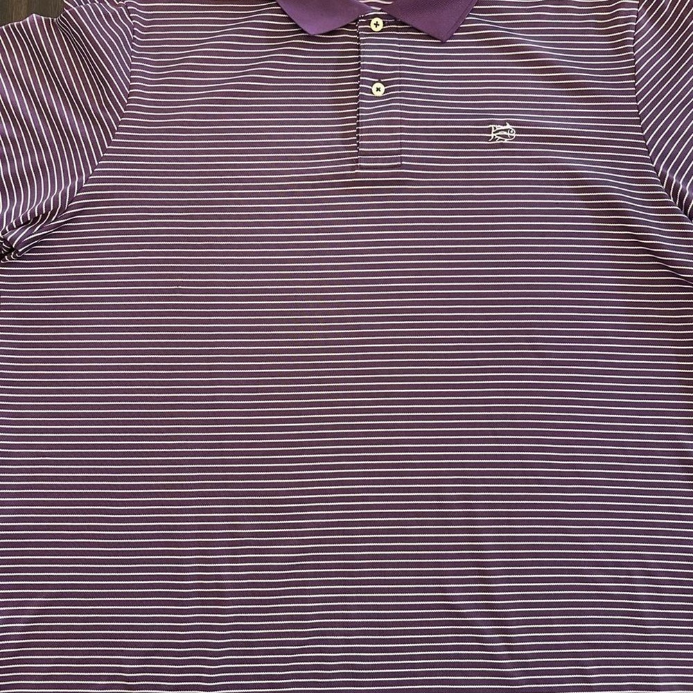 Southern Tide Purple and White Stripped Polo XXL